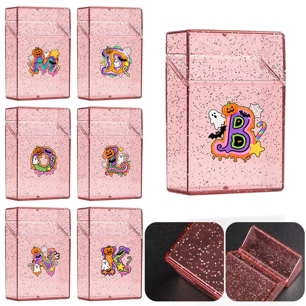 Ladies Fashion Cigarette Box Plastic Magnetic Tobacco Box Portable Dustproof Cigar Storage Case Halloween Gift Candy Pattern
