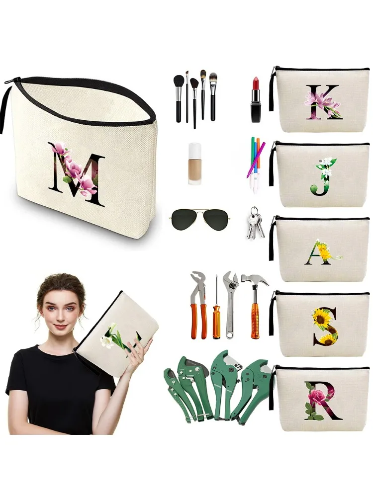 Makeup Bag Groceries Organizer Portable Toiletry Storage Bags Foldable Women’s Zipper Cosmetic Handbags Flower Color Series