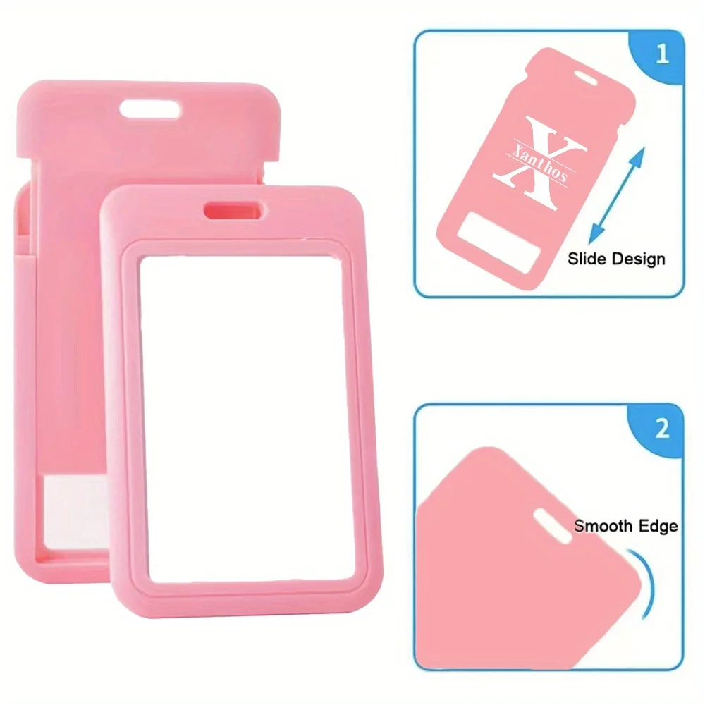 Customized Name Employee Card Protective Cover with Keychain Clip Durable and Extendable ID Clip Name Tag Holder Cover