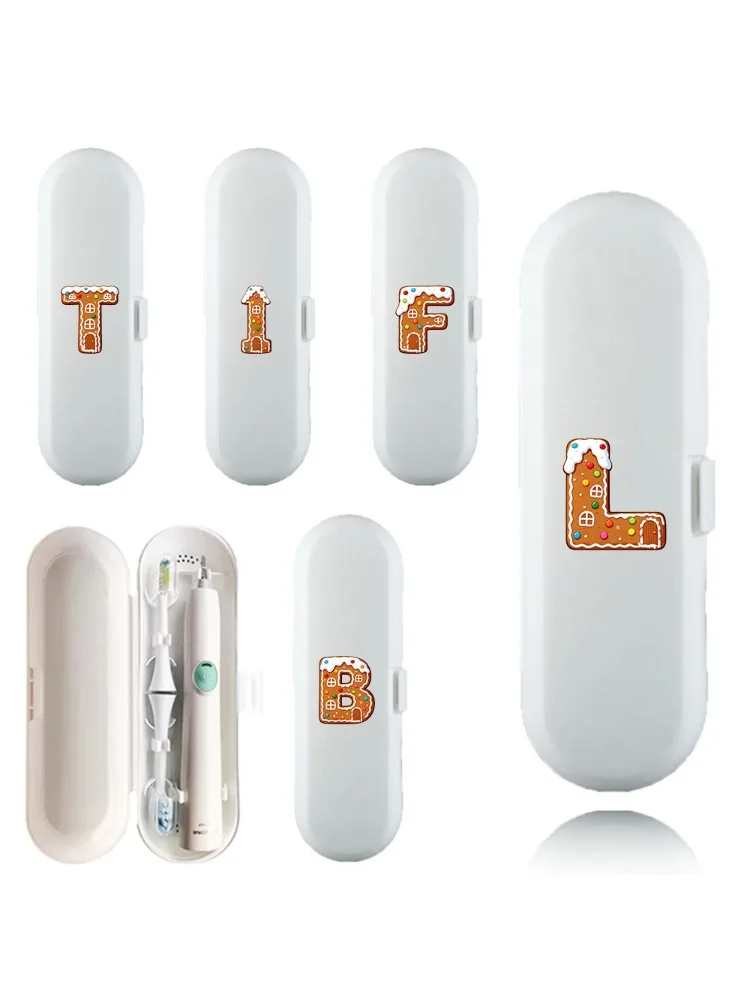 Electric Toothbrush Durable Storage Case Portable Toothbrush Protective Cover Box with Air Holes Travel Tool Gingerbread Pattern