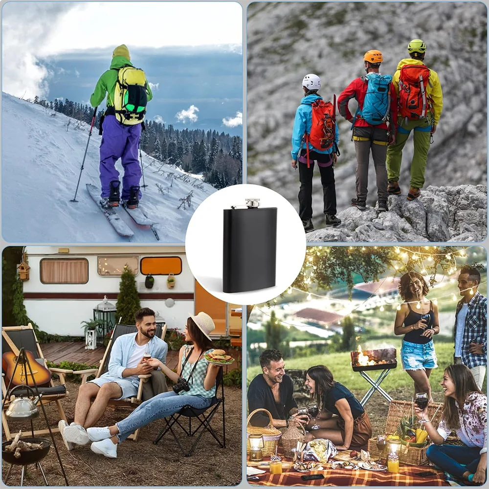 Stainless Steel Flask Wine Pot Pockets Water Bottle Never-Lose Cap Simplicity For Travel And Outdoor Wood Art Letter Pattern