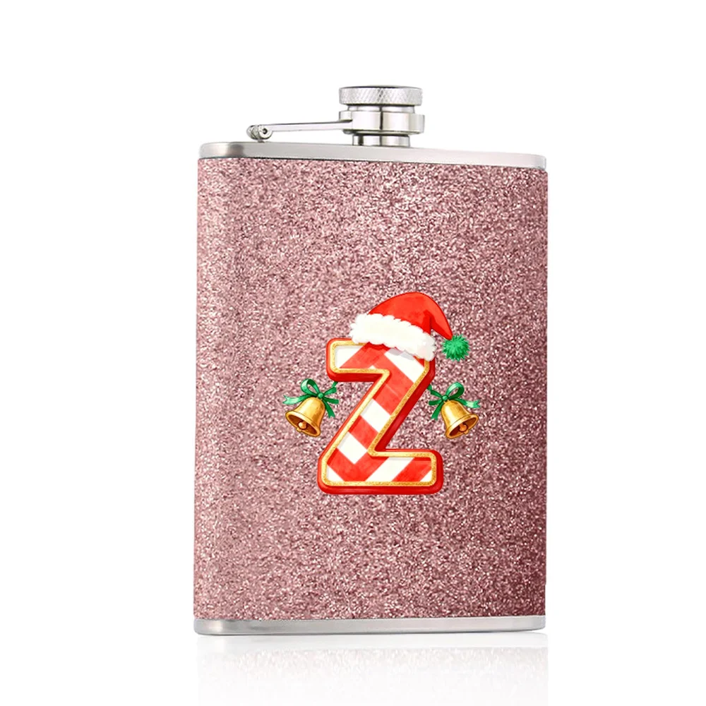 Portable Metal Wine Jug Durable Stylish Alcohol Container Sturdy Whiskey Bottle Storage Christmas Jingle Bell Letter Pattern