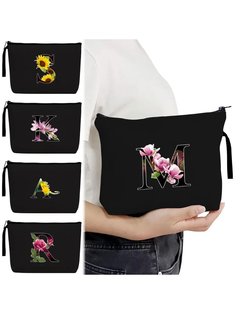 Cosmetic Bag Toiletry Storage Pouch Zipper Makeup Bags Handheld Bags Lazy Cosmetics Tool Storage Pack Flower Color Series