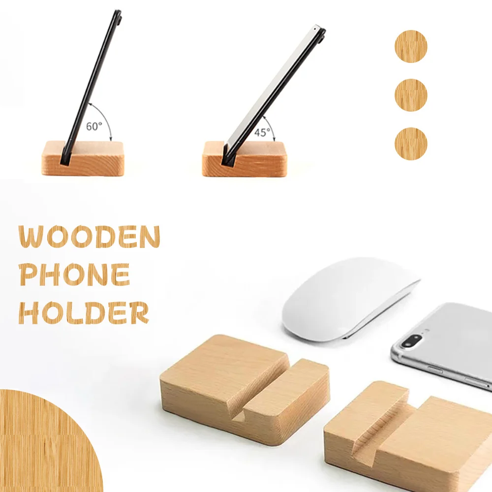Customized Name Universal Wooden Mobile Phone Holder High Quality Solid Wood Phone Stand Portable Desktop Stand Personalized DIY