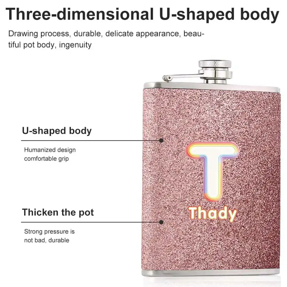 Customized Name 8oz Exquisite ladies’ Wine Pot, Stylish Wine Bottle Container Creative Christmas Gift Rainbow Gradient Pattern