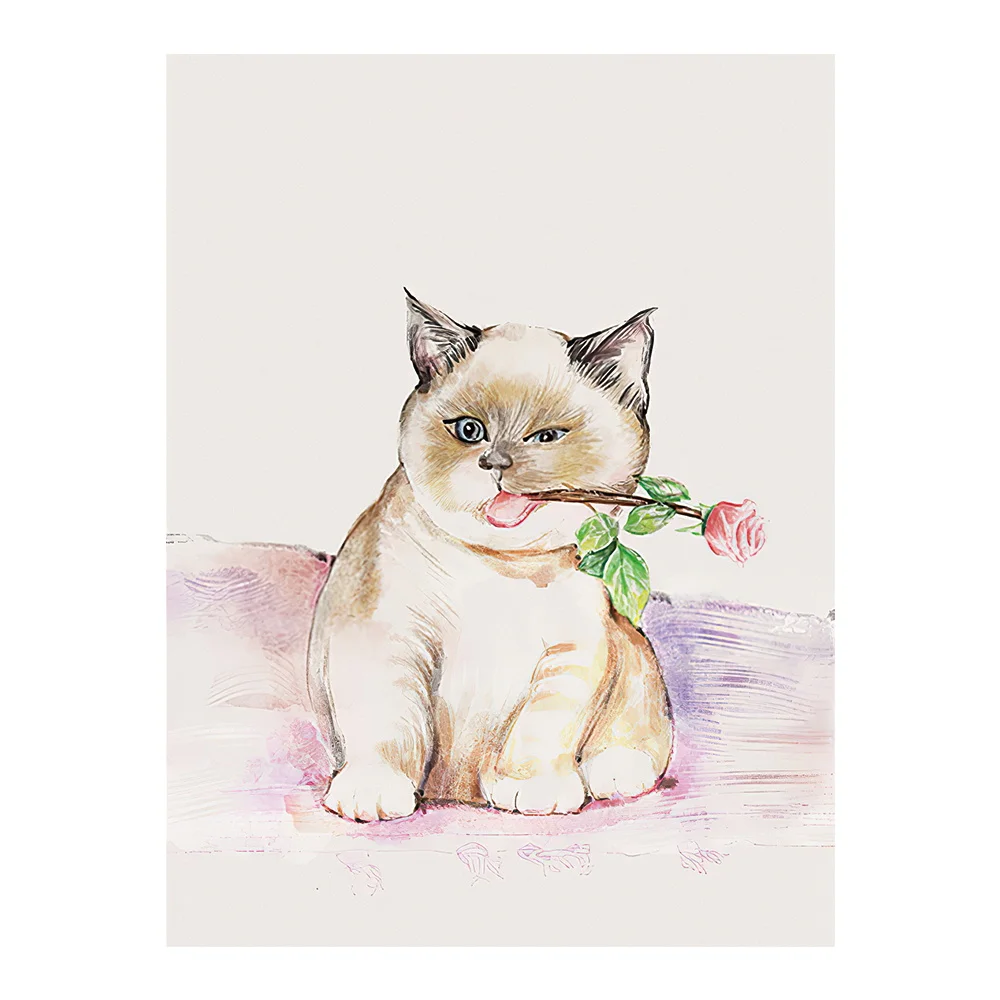 Cat Oil Painting Art Print Wall Art Minimalist Print Canvas Painting Wall Decoration Modern Home Living Room Decor Mural Poster