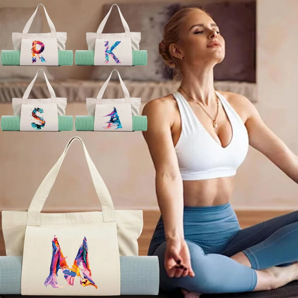 Canvas Yoga Bag Foldable Single Shoulder Large Capacity Portable Fitness Sports Multi functional Pilates Equipment Storage