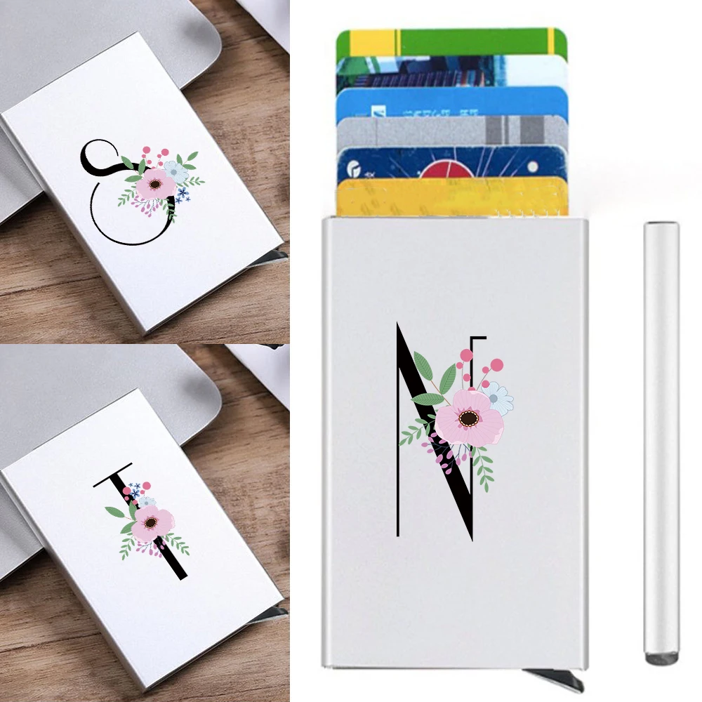 Pop-Up Metal Blocking RFID Card Box Flower and Black Series Mini Portable Wallet Gifts Fashion Metal Bank Credit Card Holder
