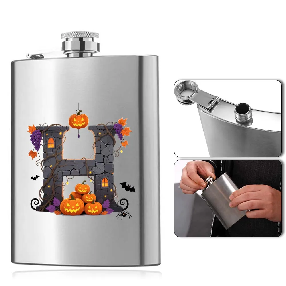 Creative Metal Wine Pot Durable Stainless Steel Wine Accessories Outdoor Camping Storage Bottle Halloween Letter Pattern