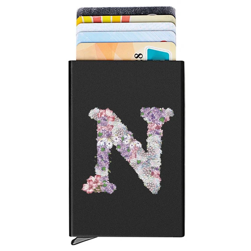 Metal Pop-Up Card Box Mini Metal Credit Cards Holder Fashion Storage Boxs Rose Flower Series Thin Slim Bank Cards Wallet