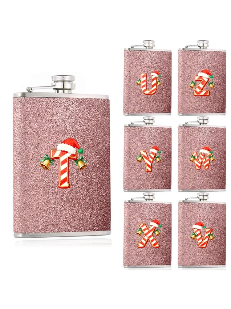 Portable Metal Wine Jug Durable Stylish Alcohol Container Sturdy Whiskey Bottle Storage Christmas Jingle Bell Letter Pattern