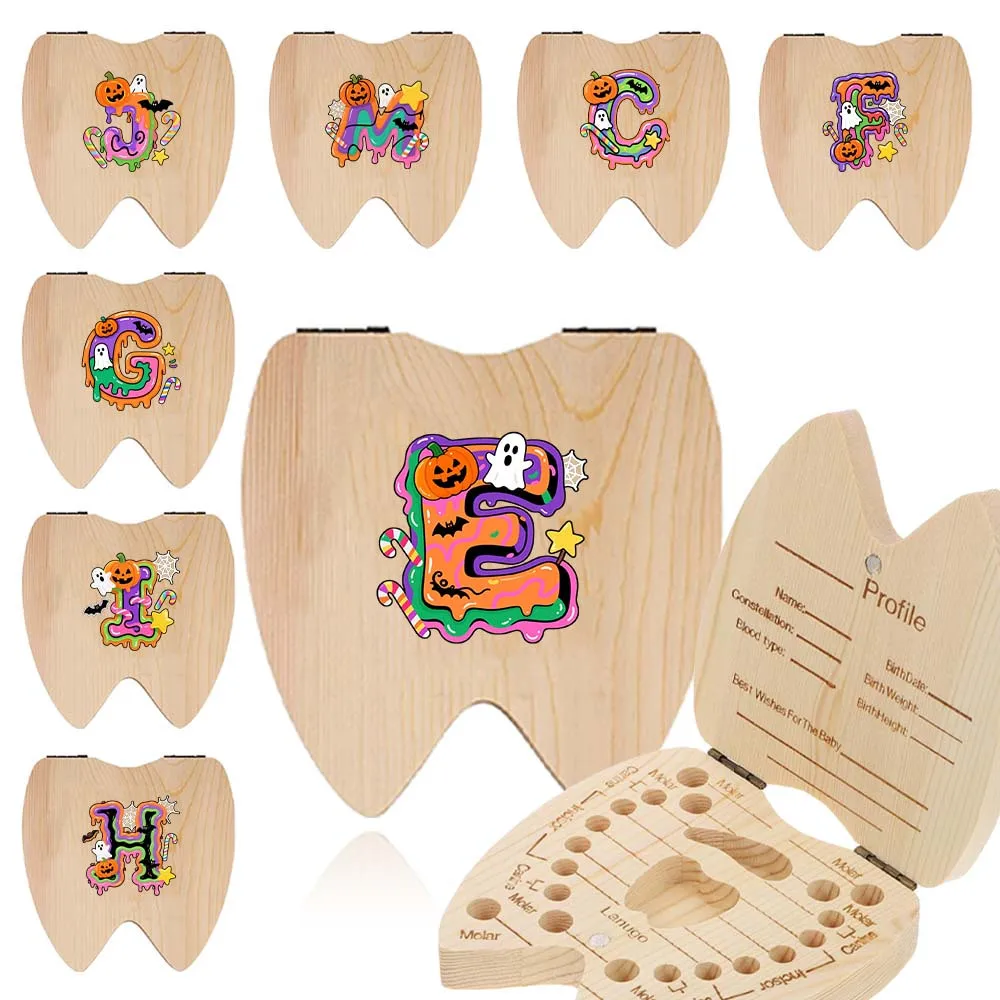 Wooden Deciduous Teeth Storage Box Creative Tooth Souvenir Storage Box Umbilical Cord Protection Case Candy Glaze Pattern