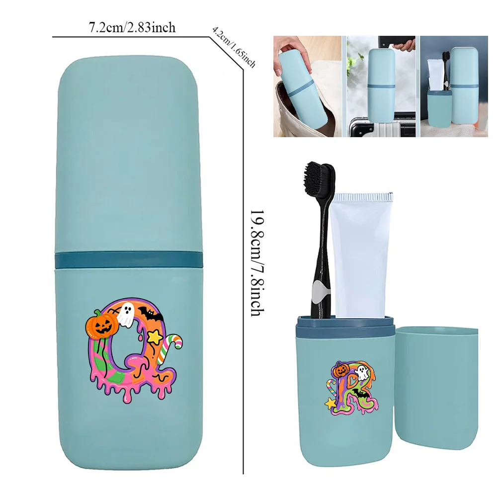 1pc Toothbrush Travel Storage Box Dust Proof Multifunctional Toothpaste Holder Portable Detachable Mouthwash Cup Candy Pattern