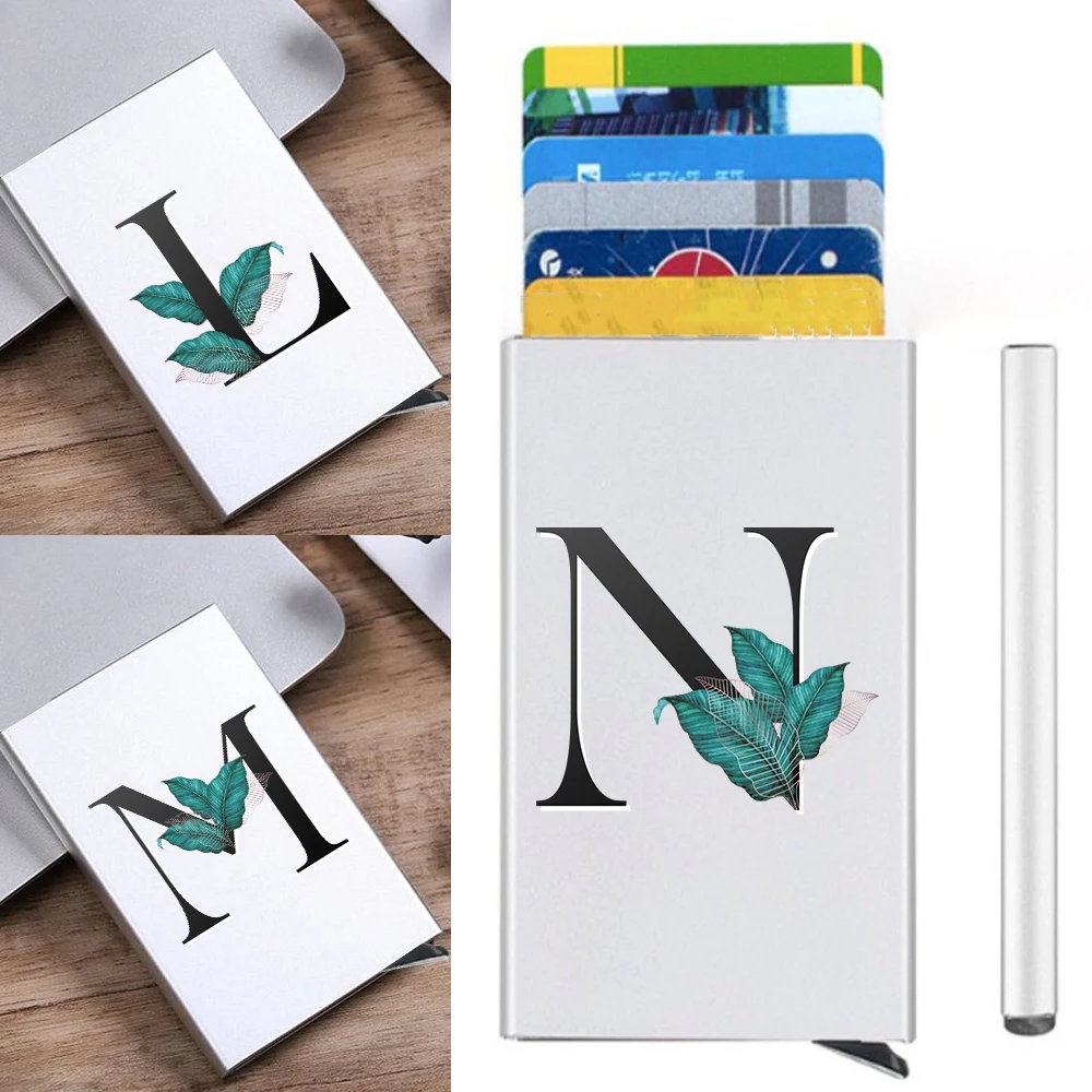Credit Card Holder Gift Card Storage Boxs Fashion Multi-functional Leaf Series Pop-Up Business Cards Box Minimalist Wallet