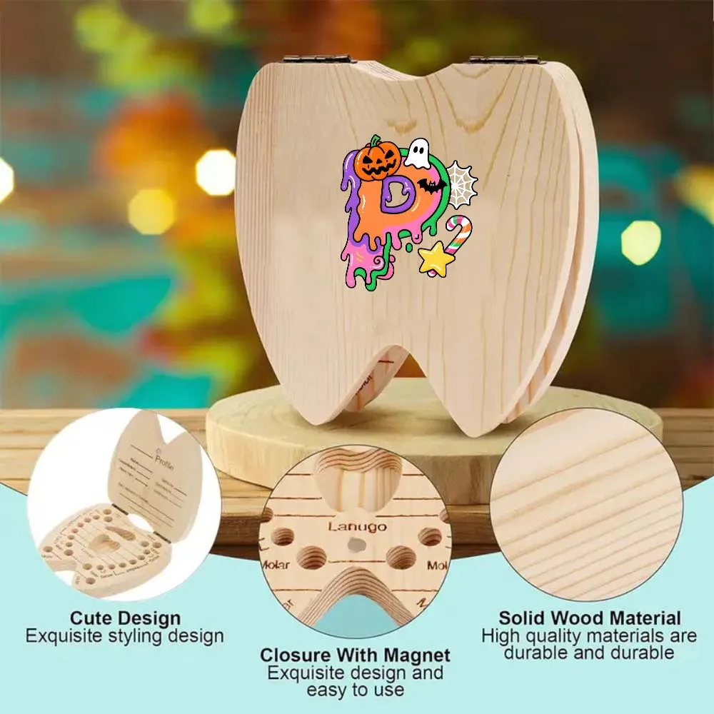 Wooden Deciduous Teeth Storage Box Creative Tooth Souvenir Storage Box Umbilical Cord Protection Case Candy Glaze Pattern