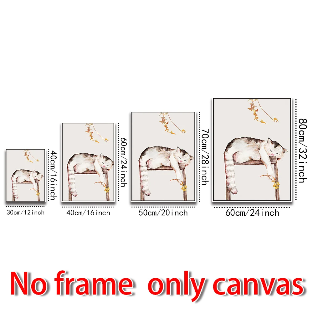 Cat Oil Painting Art Print Wall Art Minimalist Print Canvas Painting Wall Decoration Modern Home Living Room Decor Mural Poster