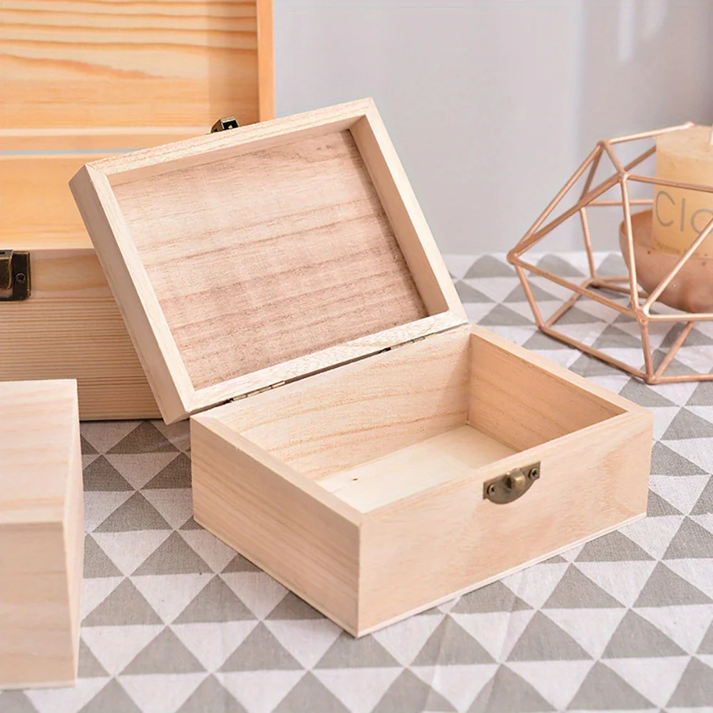 Customized Name Retro Wooden Flip Storage Box Jewelry Ring Display Case Handmade Keepsake Gift Packing with Front Clasp