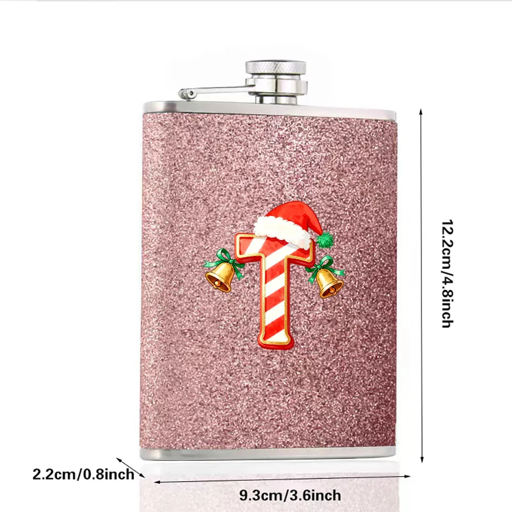 Portable Metal Wine Jug Durable Stylish Alcohol Container Sturdy Whiskey Bottle Storage Christmas Jingle Bell Letter Pattern