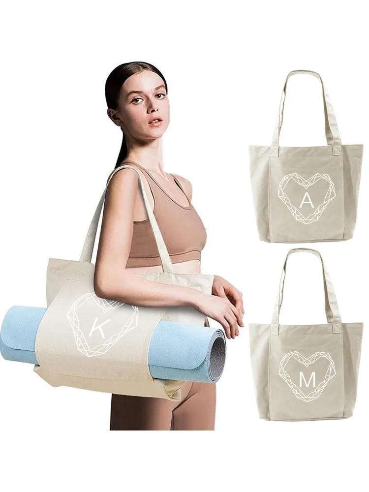 Canvas Yoga Bag for Women Single Shoulder Large Capacity Portable Fitness Sports Travel Pilates Equipment Storage Bag