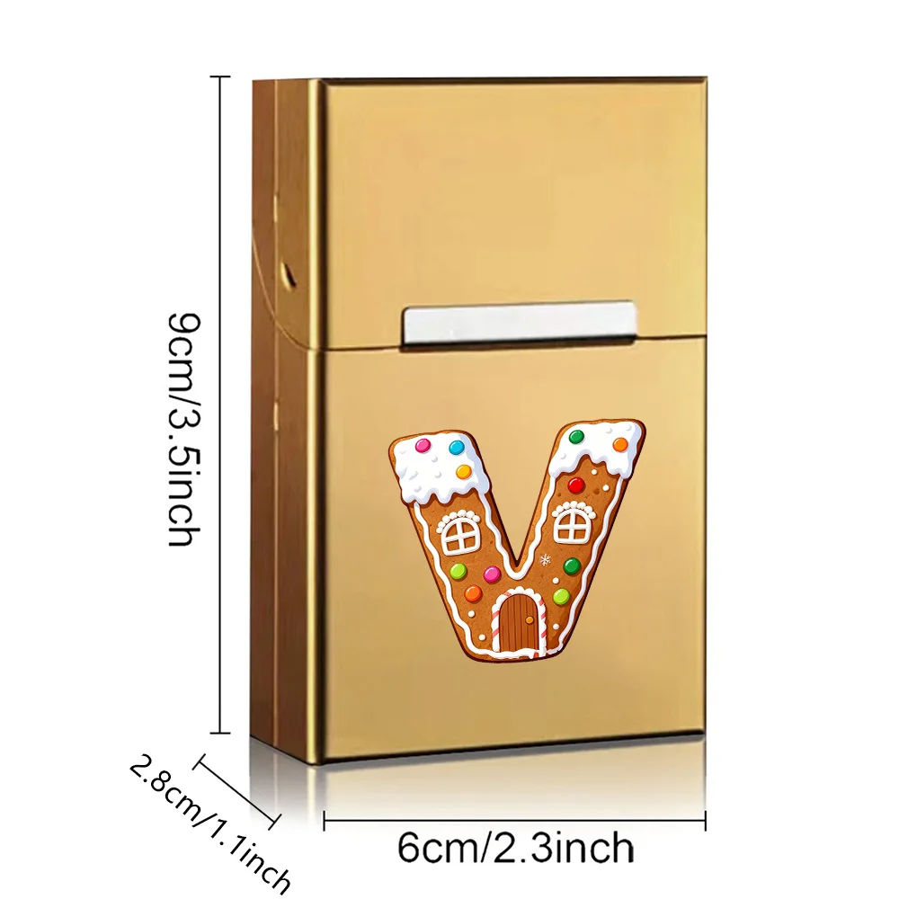 Durable Metal Cigarette Storage Case Cigarette Protective Cover Aluminum Shell with Magnetic Buckle Gingerbread Letter Pattern