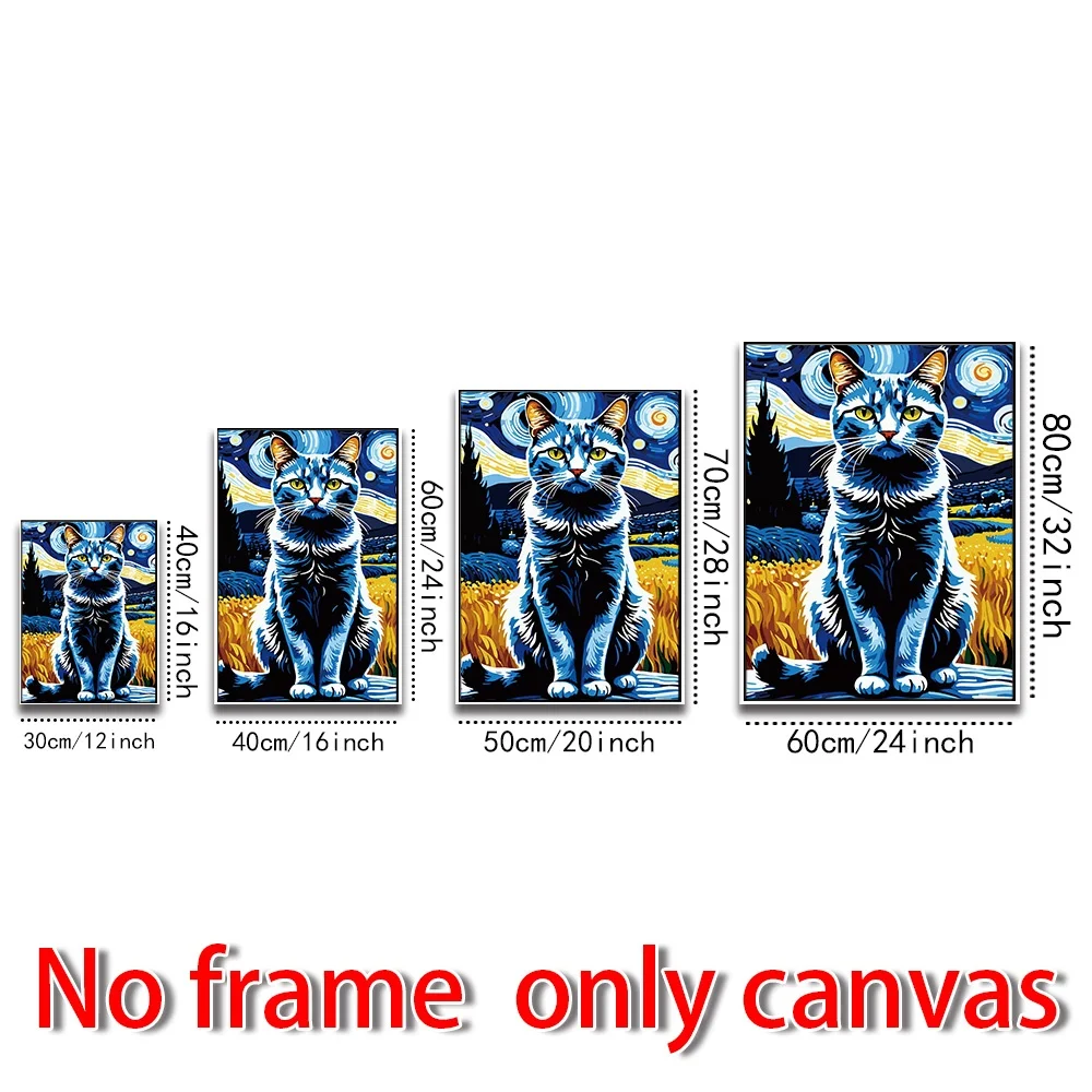 Cat Oil Painting Art Print Wall Art yet Painting Creative Cartoon Graffiti Canvas Suitable for Living Areas Offices Wall Decor