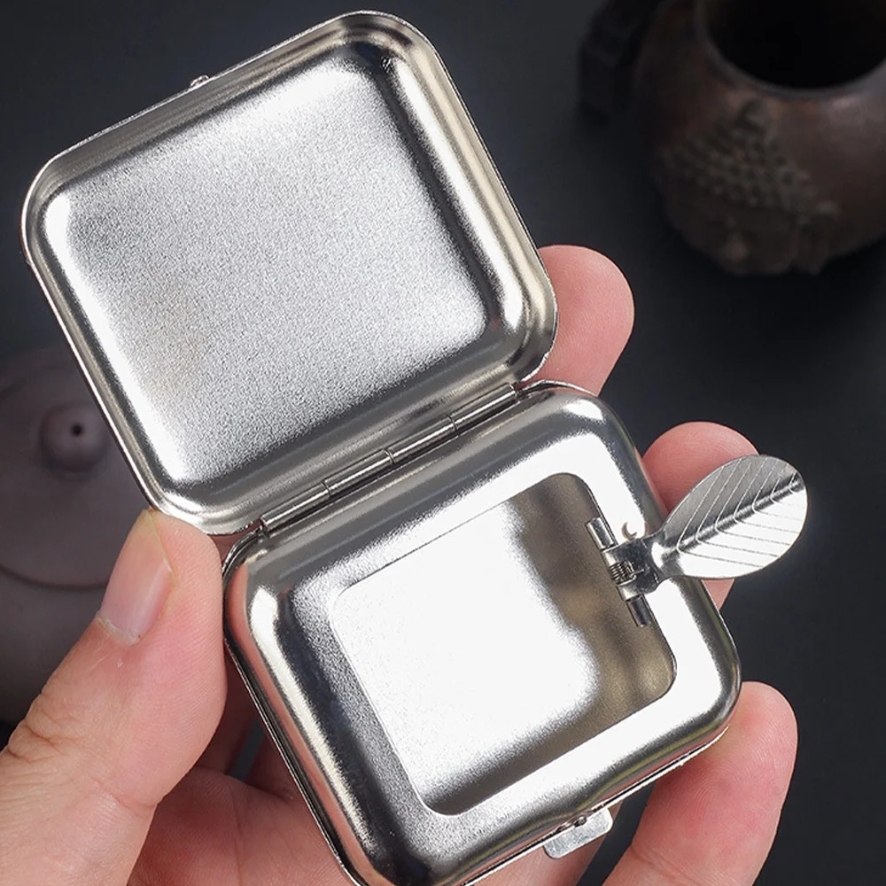 Portable Stainless Steel Square Ashtray Automatic Pop-Up Cigarette Butt Tray Innovative Car Ashtray Eyelets Letters Pattern