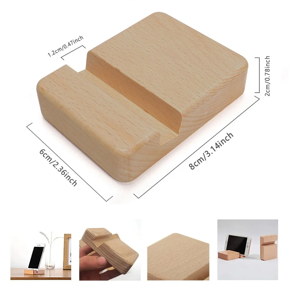 Customized Name Wooden Universal Phone Holder Simple Desktop Solid Wood Holder Portable Cell Phone Wooden Organizer