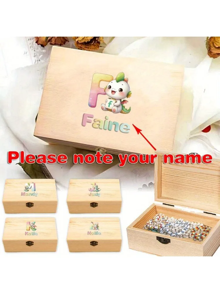 Customized Name Retro Wooden Flip Storage Box Jewelry Ring Display Case Handmade Keepsake Gift Packing with Front Clasp