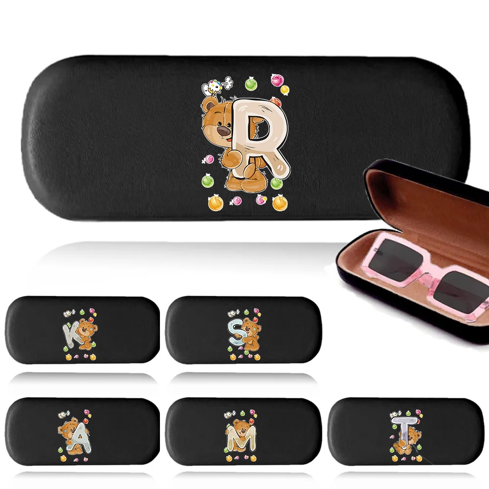 Fashionable PU Leather Eyewear Case Cute Print Magnetic Storage Box Premium Pressure Resistant Sunglasses Case Bear Pattern