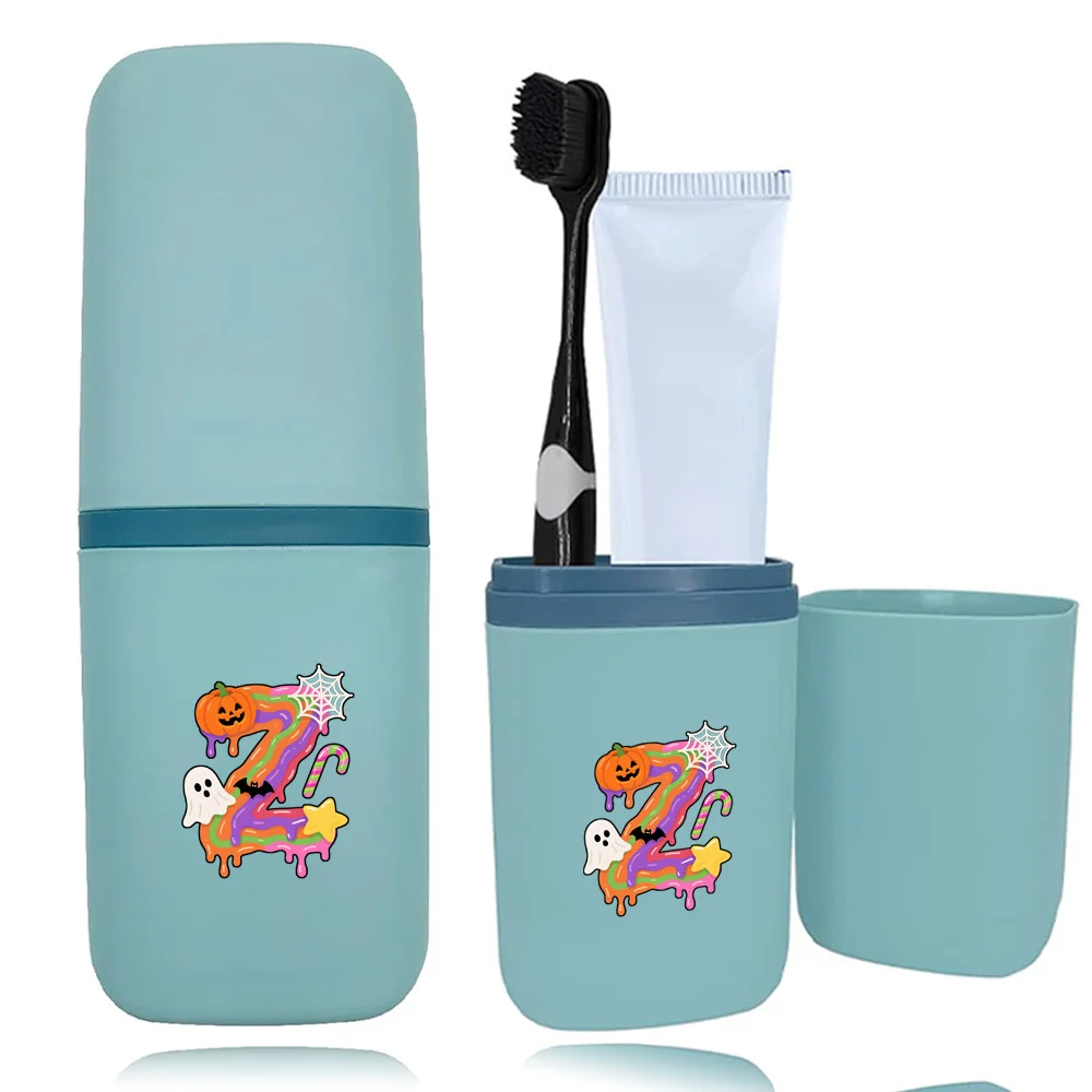 1pc Toothbrush Travel Storage Box Dust Proof Multifunctional Toothpaste Holder Portable Detachable Mouthwash Cup Candy Pattern