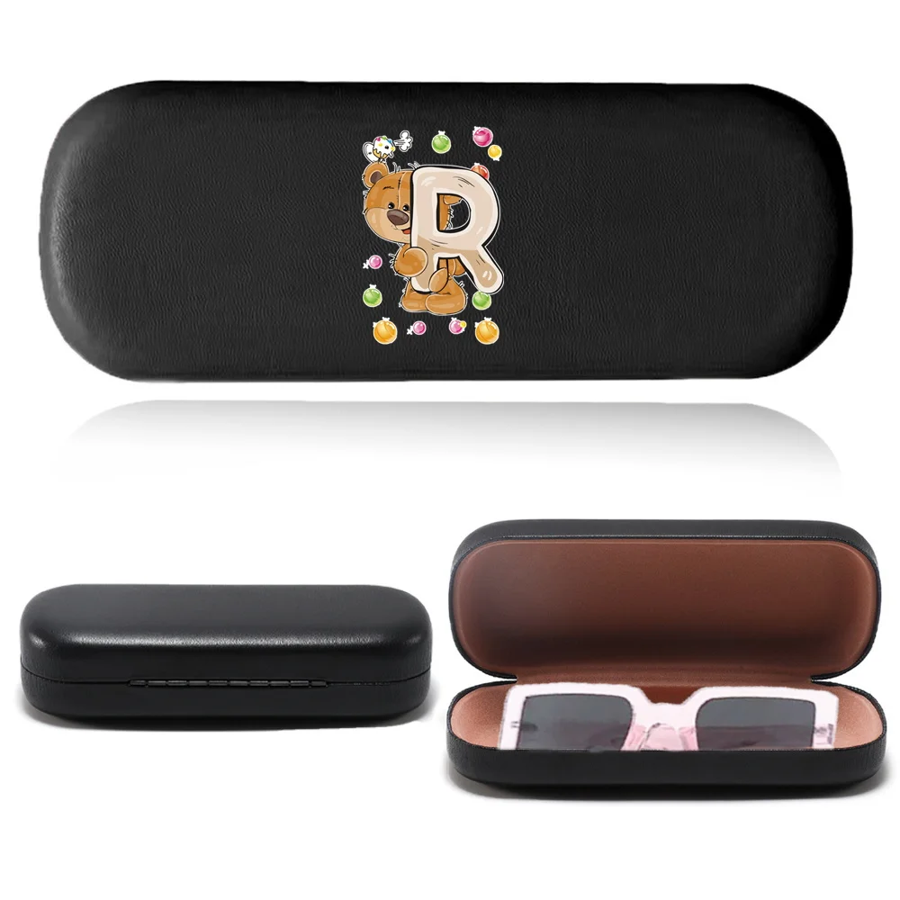 Fashionable PU Leather Eyewear Case Cute Print Magnetic Storage Box Premium Pressure Resistant Sunglasses Case Bear Pattern