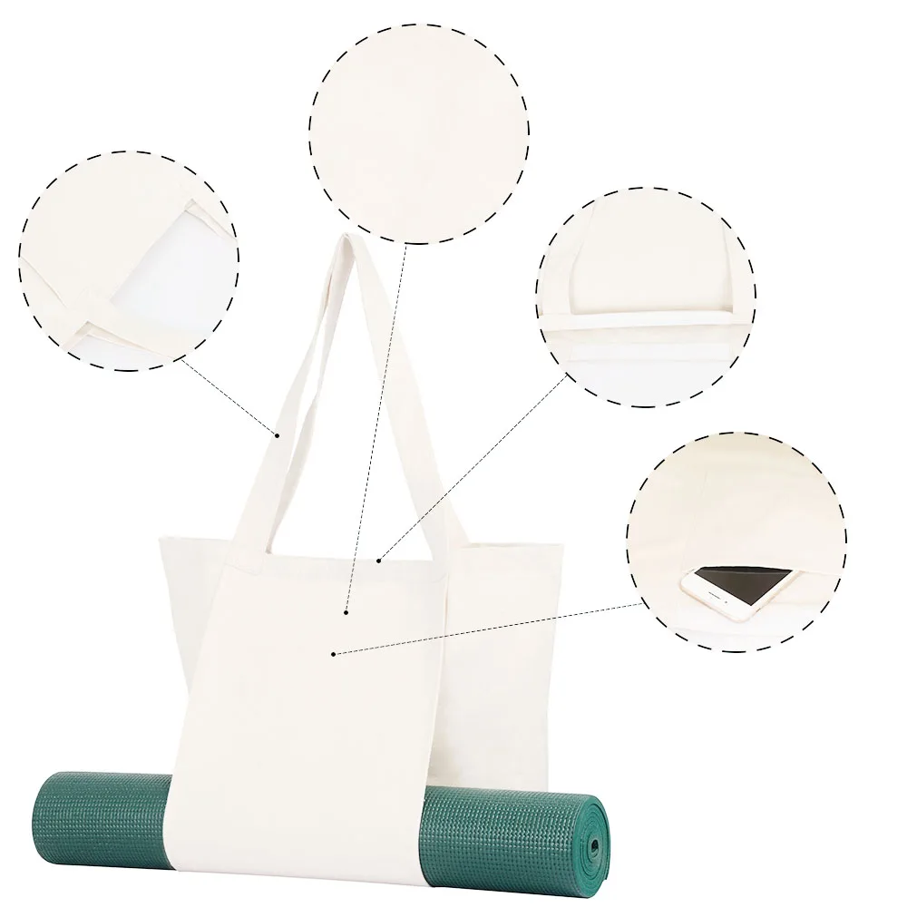 Canvas Yoga Bag Foldable Single Shoulder Large Capacity Portable Fitness Sports Multi functional Pilates Equipment Storage