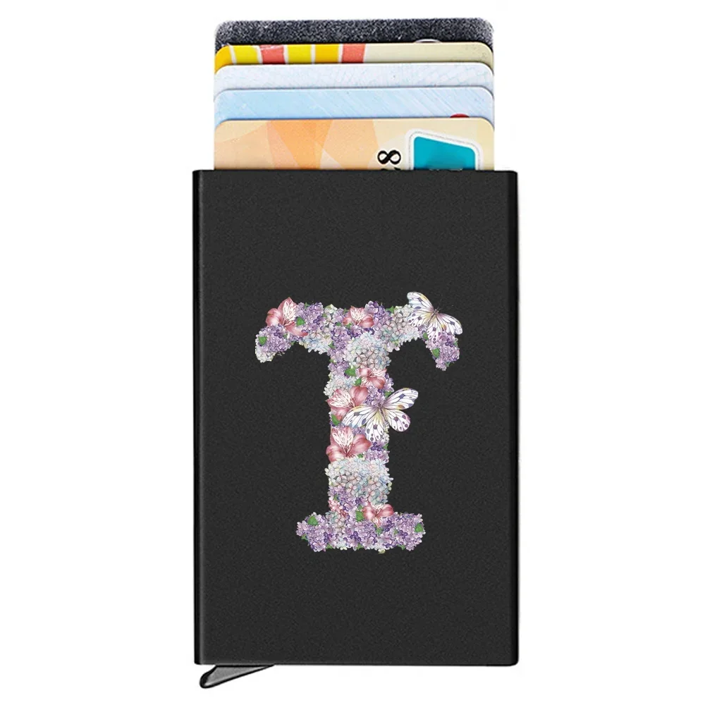 Metal Pop-Up Card Box Mini Metal Credit Cards Holder Fashion Storage Boxs Rose Flower Series Thin Slim Bank Cards Wallet