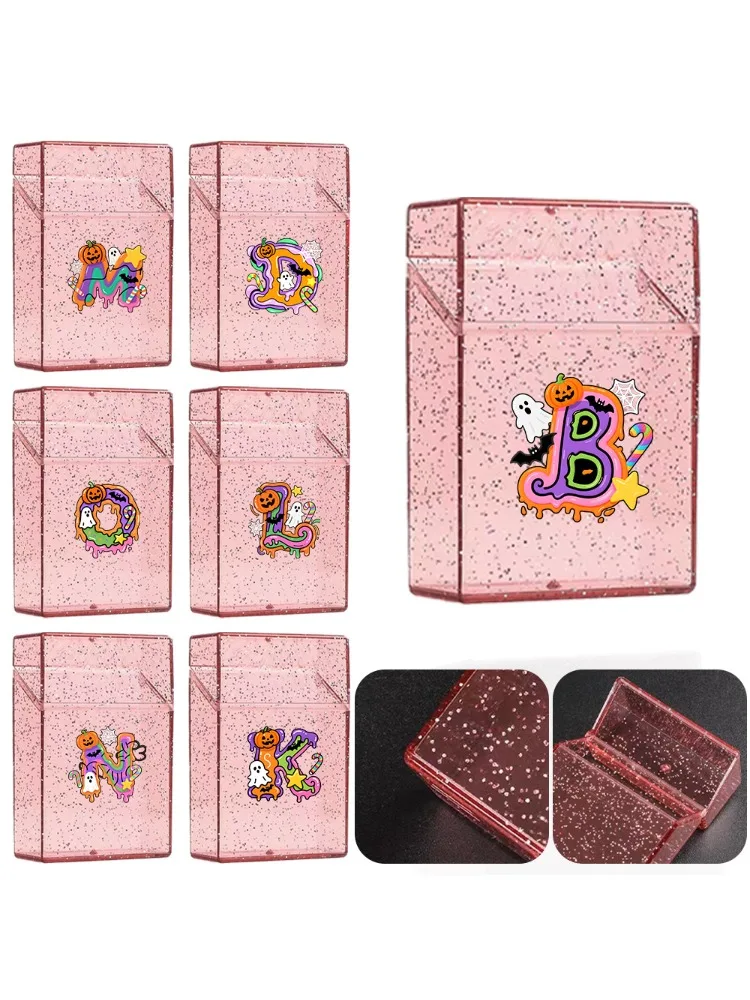Ladies Fashion Cigarette Box Plastic Magnetic Tobacco Box Portable Dustproof Cigar Storage Case Halloween Gift Candy Pattern