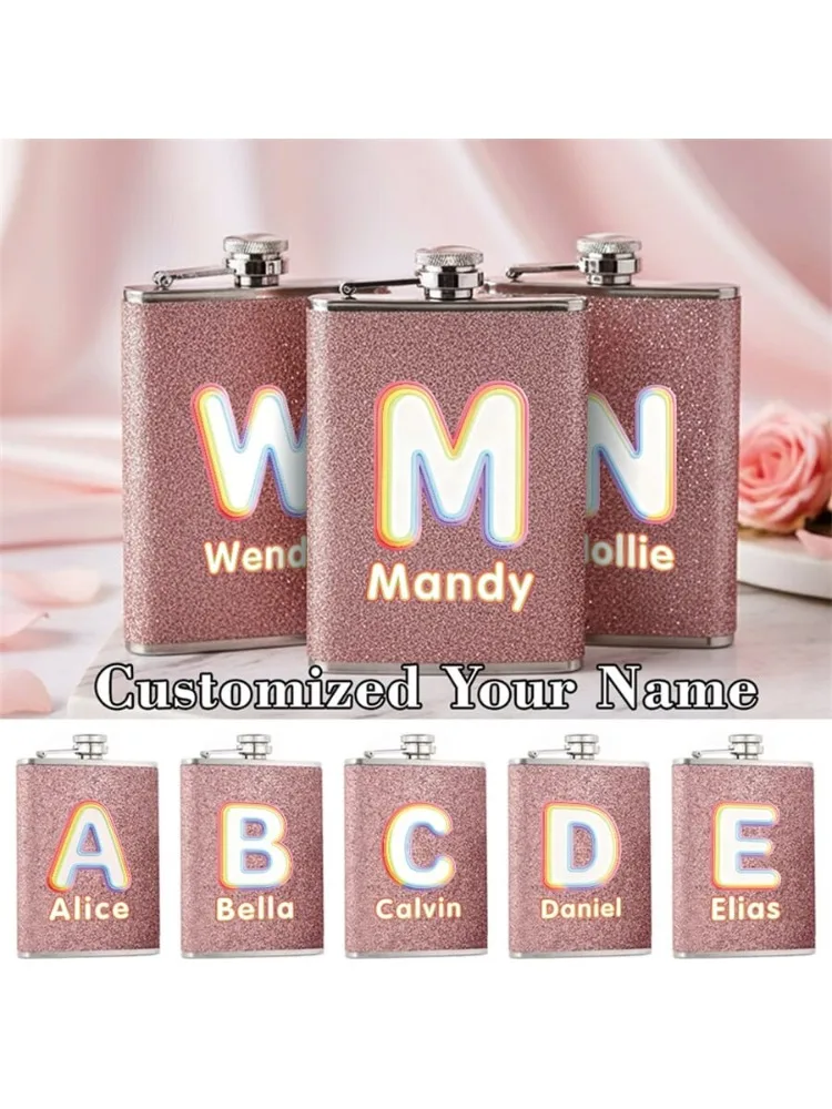 Customized Name 8oz Exquisite ladies’ Wine Pot, Stylish Wine Bottle Container Creative Christmas Gift Rainbow Gradient Pattern