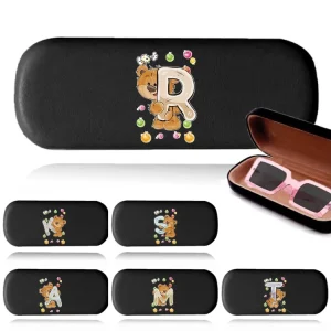 Fashionable PU Leather Eyewear Case Cute Print Magnetic Storage Box Premium Pressure Resistant Sunglasses Case Bear Pattern