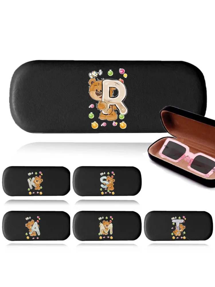 Fashionable PU Leather Eyewear Case Cute Print Magnetic Storage Box Premium Pressure Resistant Sunglasses Case Bear Pattern