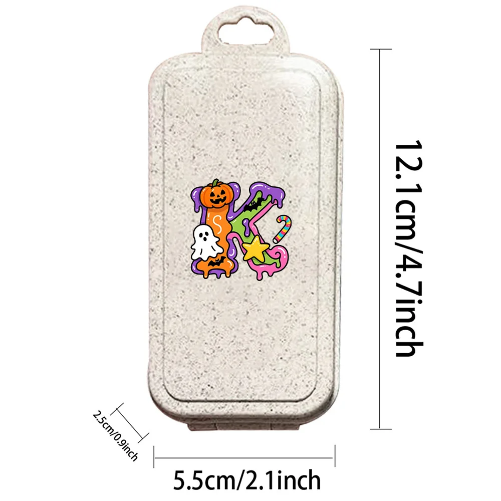 Detachable Wheat Straw Tableware Portable and Reusable Tableware Camping Accessories with Storage Box Candy Letter Pattern