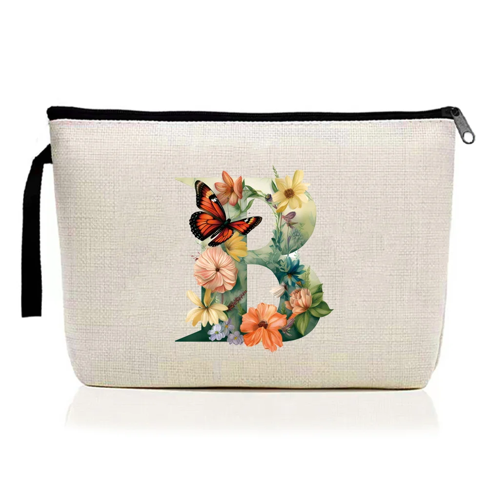 Makeup Pack Lipstick Zipper Storage Bag Makeup Supplies Storage Pouch Portable Travel Cosmetic Organizer Butterfly Letter Series