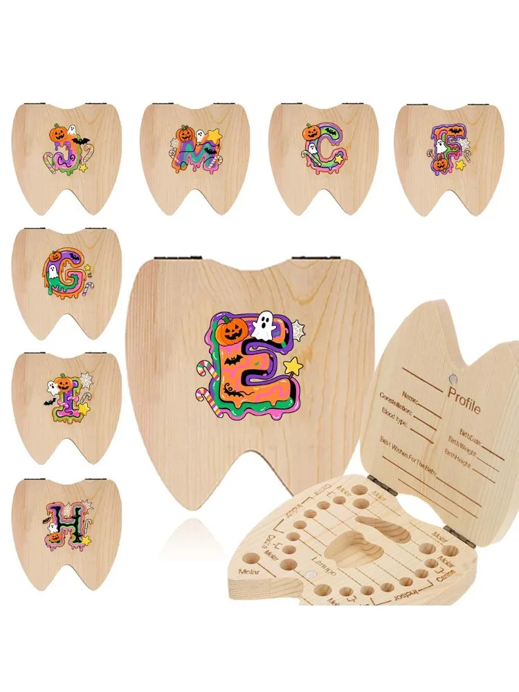 Wooden Deciduous Teeth Storage Box Creative Tooth Souvenir Storage Box Umbilical Cord Protection Case Candy Glaze Pattern