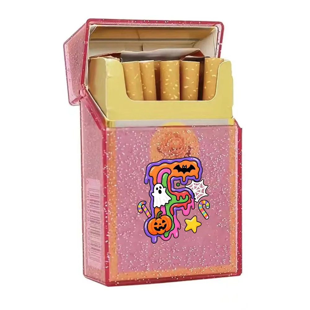 Ladies Fashion Cigarette Box Plastic Magnetic Tobacco Box Portable Dustproof Cigar Storage Case Halloween Gift Candy Pattern