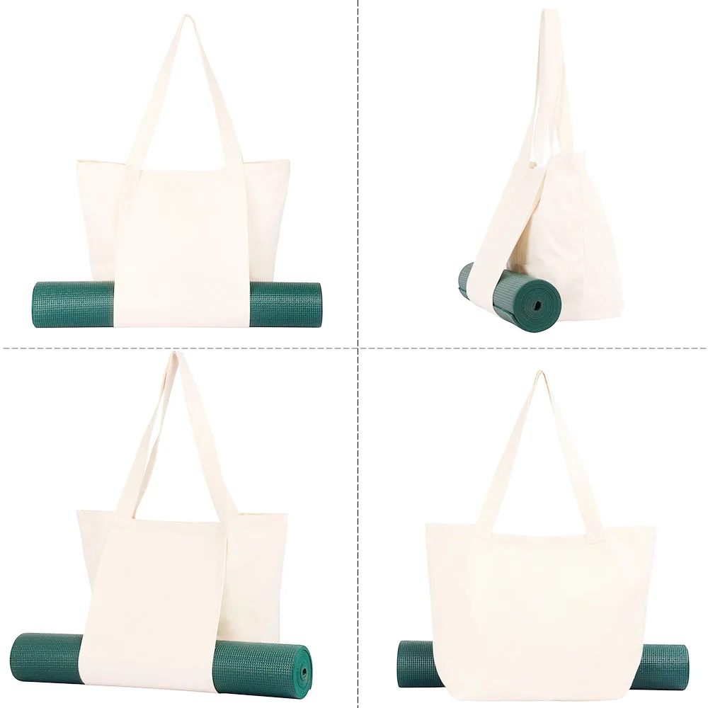 Canvas Yoga Bag Foldable Single Shoulder Large Capacity Portable Fitness Sports Multi functional Pilates Equipment Storage