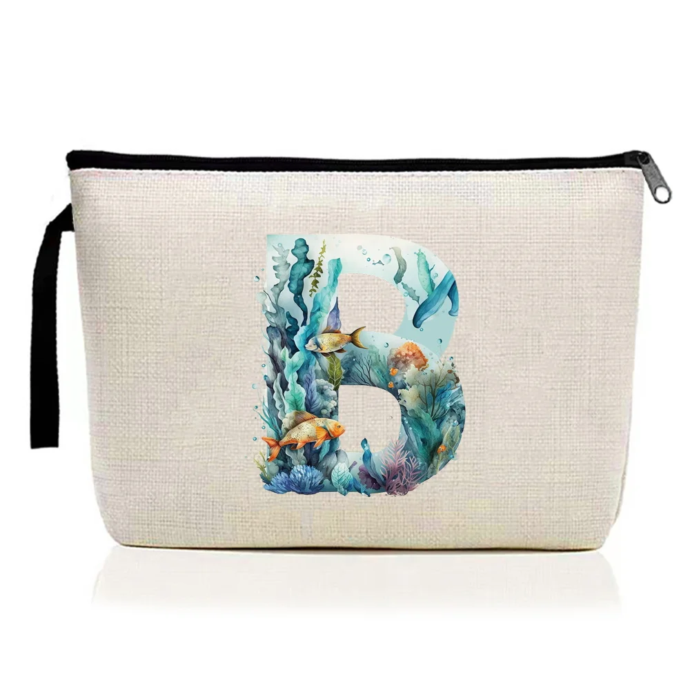Makeup Bag Large Capacity Women’s Lipstick Key Cosmetic Bags Cosmetic Small Object Storage Pack Fish Letter Series