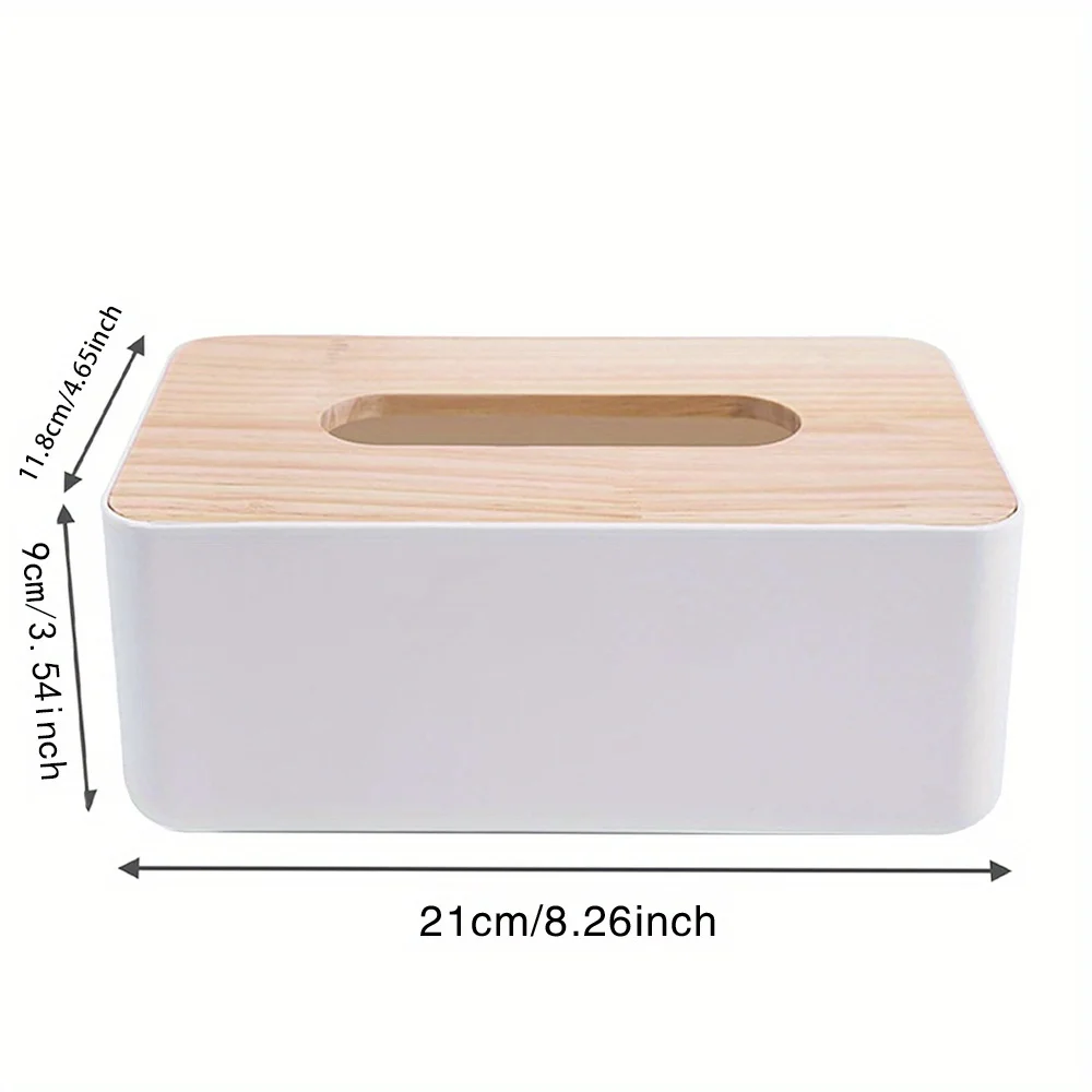 Plastic Tissue Box with Wooden Cover Large Capacity Tissue Decorative Storage Box for Bedroom Dining Room Black Floral Pattern