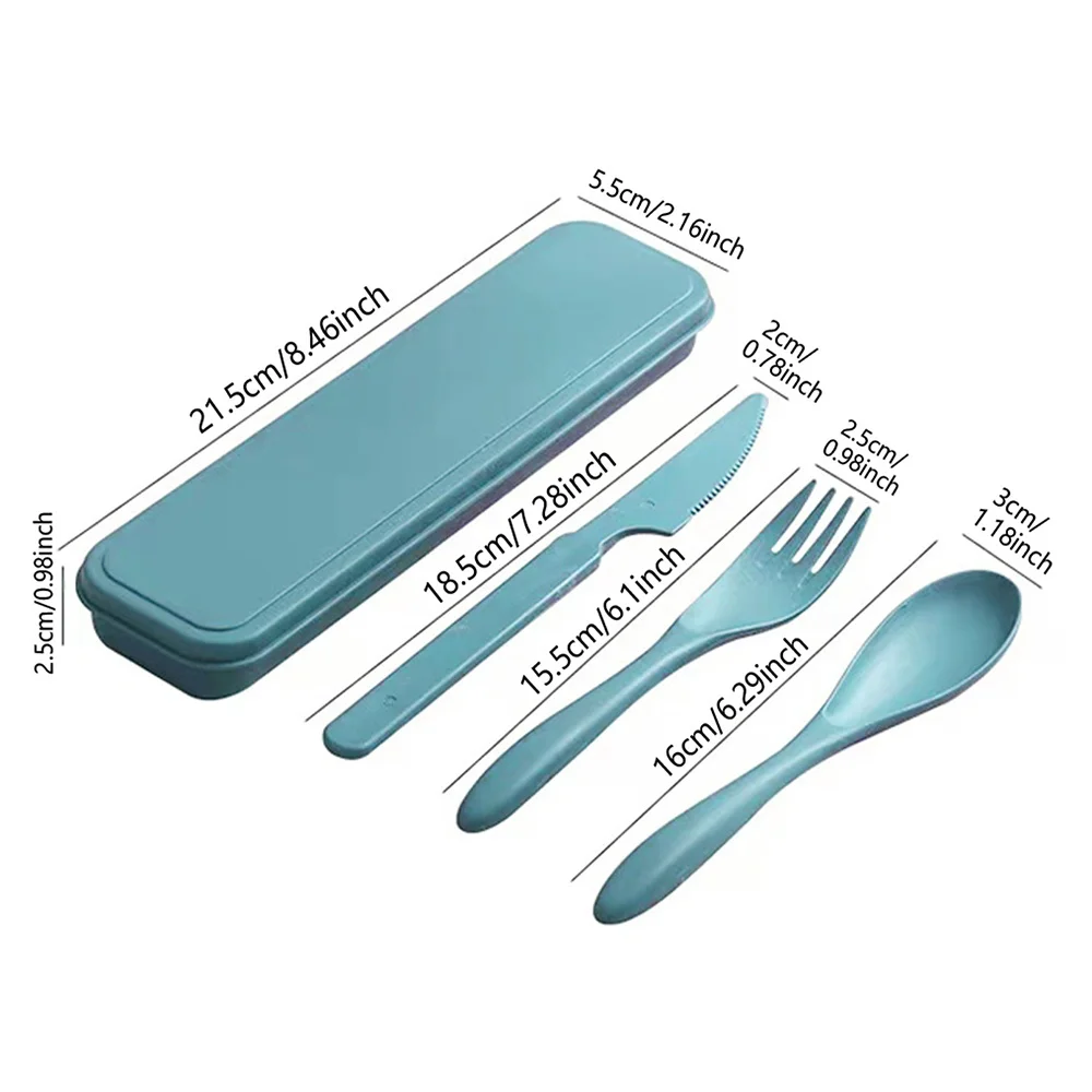 Durable Wheat Straw Dinnerware Set 3Pcs Portable Reusable Tableware Set Dustproof Picnic Dinnerware Black Floral Letter Pattern