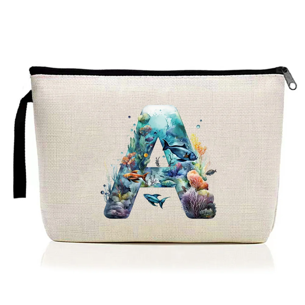 Makeup Bag Large Capacity Women’s Lipstick Key Cosmetic Bags Cosmetic Small Object Storage Pack Fish Letter Series