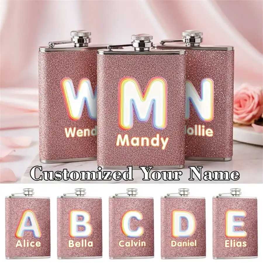 Customized Name 8oz Exquisite ladies’ Wine Pot, Stylish Wine Bottle Container Creative Christmas Gift Rainbow Gradient Pattern