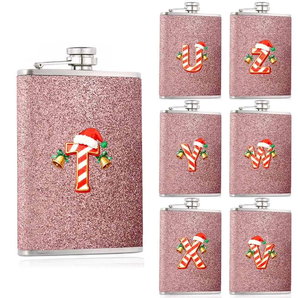 Portable Metal Wine Jug Durable Stylish Alcohol Container Sturdy Whiskey Bottle Storage Christmas Jingle Bell Letter Pattern