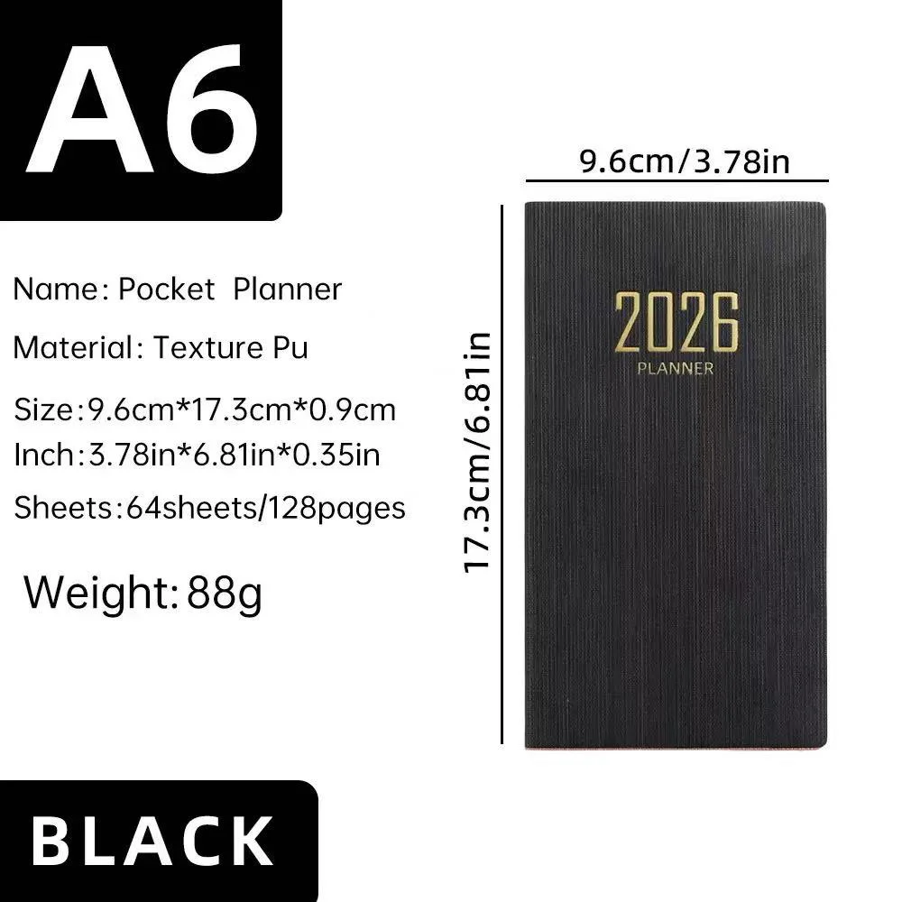 A6 Size Daily Planner 2026 Limited Edition Week Journal Notebook Student Pocket Study Planner Office Recording Butterfly Letter