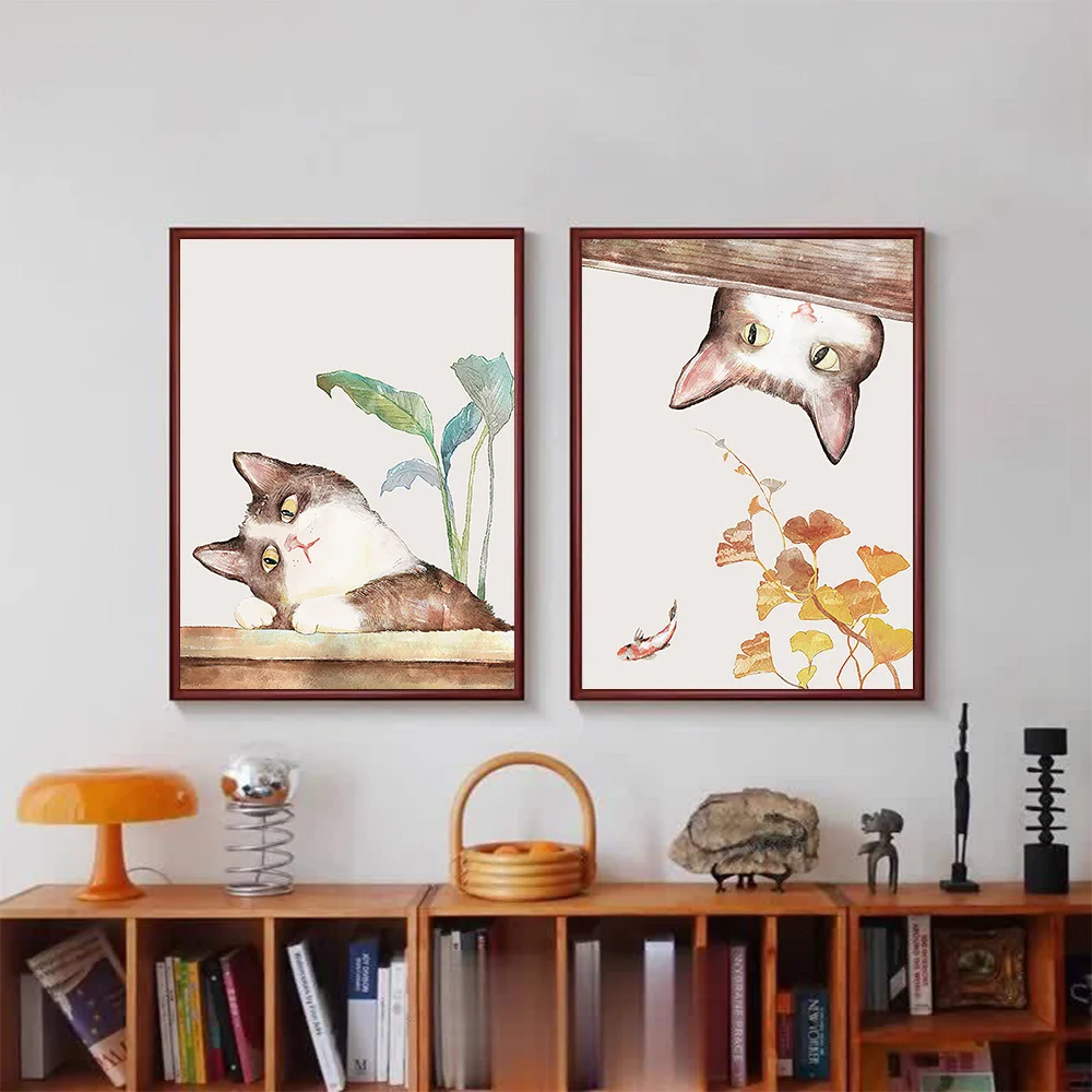 Cat Oil Painting Art Print Wall Art Minimalist Print Canvas Painting Wall Decoration Modern Home Living Room Decor Mural Poster